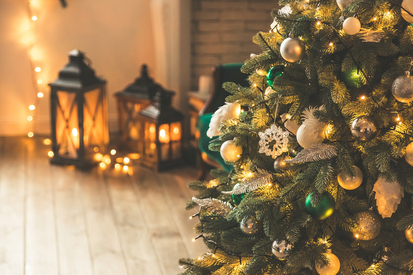 Christmas Living Room with a Christmas Tree